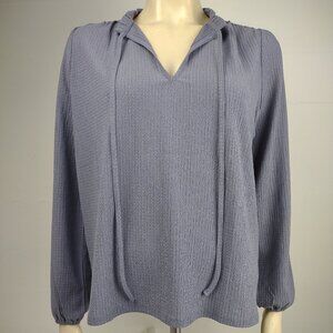 NWT LOFT gray textured V-Neck long sleeve blouse shirt ladies Medium Petite
